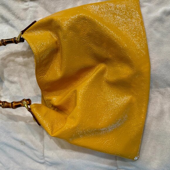 Frances Valentine Muriel Bag Crinkle Patent Canary Yellow - Picture 4 of 7